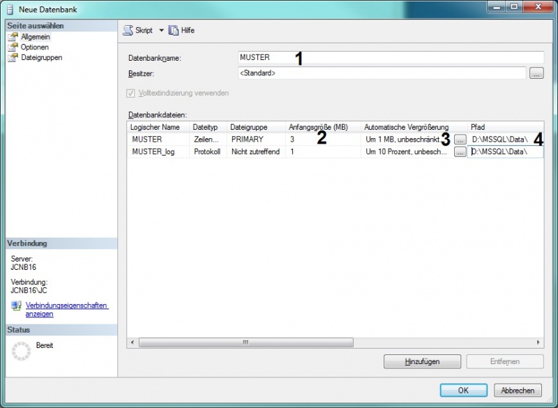 Datei:REFLEX Installation MSSQL NeueDatenbank.jpg