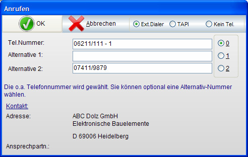 Anrufen-Dialogfenster