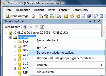 MSSQL Datenbank wiederherstellen