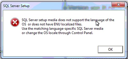 SQL Server setup media does not support the language of the OS