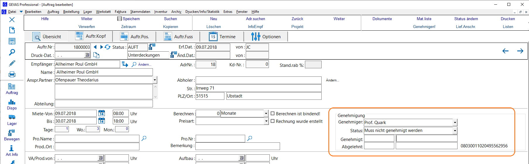 GEVAS-Professional Auftrag Kopf Genehmigungsstatus.png