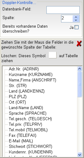 Reflex Import Excel Feldauswahl