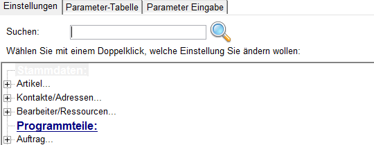 Programmparameter suchen