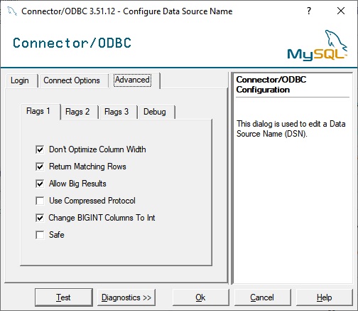 ODBC-Treiber MySQL ConnectOptions 2