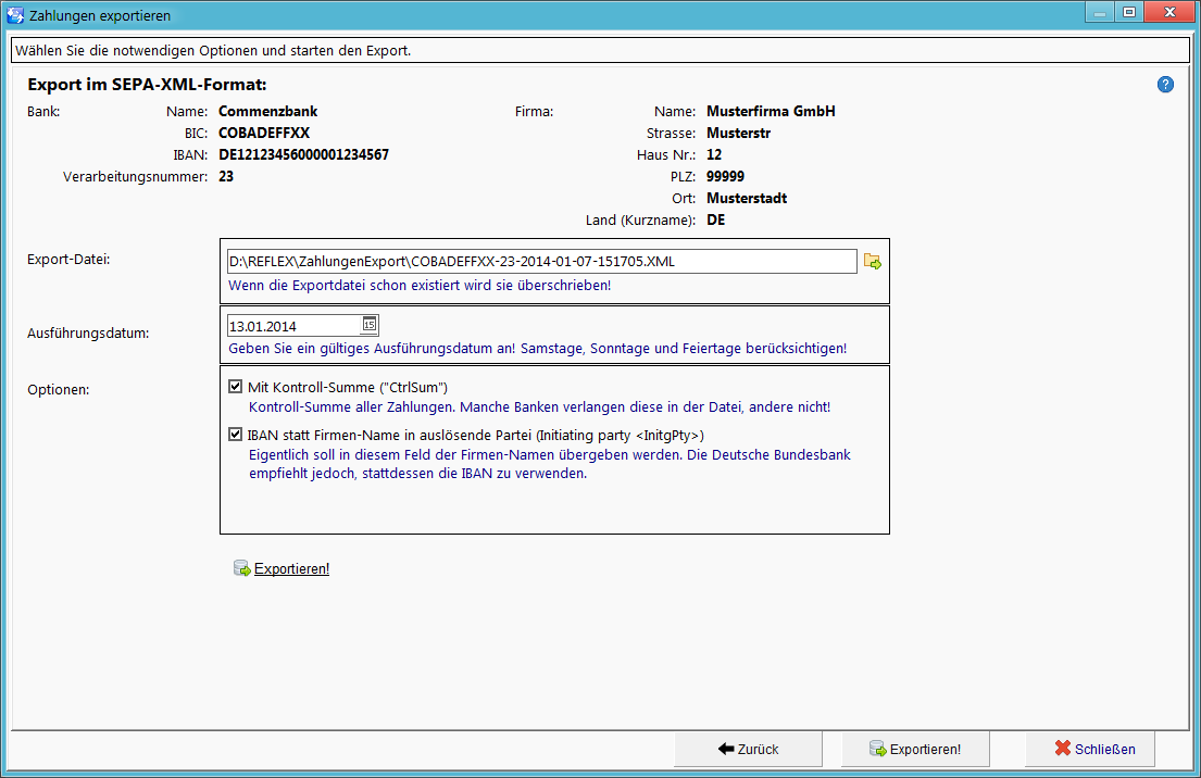 REFLEX Eingangsrechnung Export SEPA Bankdaten.png