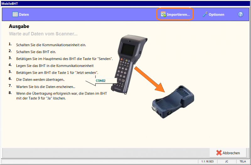 MobileBHT GEVAS BHT einlesen der Daten Übermnahme Übersicht über Ausgabe ImportTXT.png